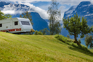 Image showing Family vacation travel RV, holiday trip in motorhome