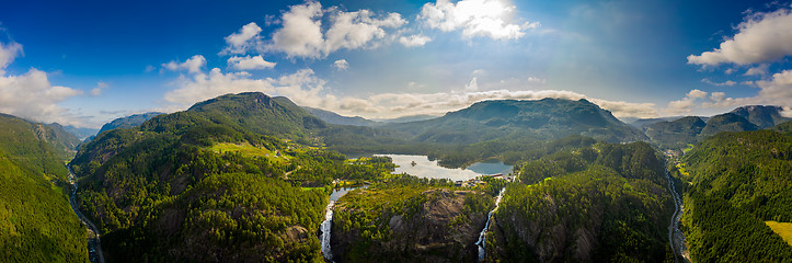 Image showing Beautiful Nature Norway. Latefossen Waterfall Odda Norway.