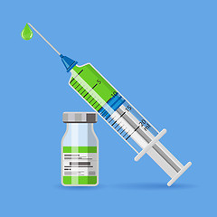 Image showing plastic medical syringe and vial icon