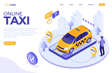 Image showing Online Taxi Isometric Concept