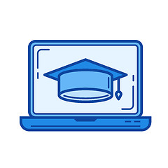 Image showing Online graduation line icon.