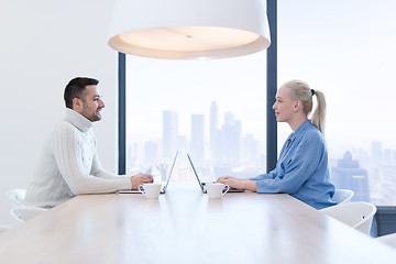 Image showing Startup Business Team At A Meeting at modern office building