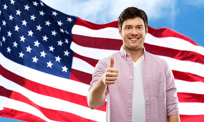 Image showing happy man over flag of united states of america