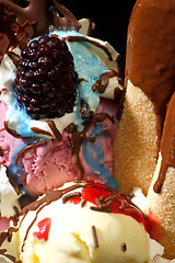 Image showing fruit and ice cream sundae dessert