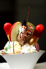 Image showing fruit and ice cream sundae dessert