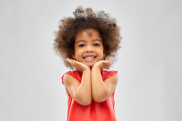 Image showing happy little african american girl over grey