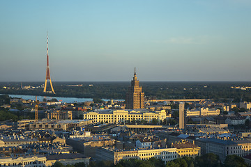 Image showing Panoramic aerial view Academy of Sciences and Riga Radio and TV Tower.