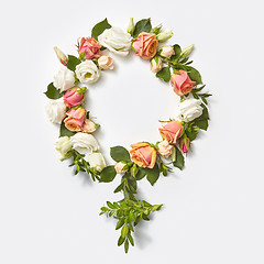 Image showing Female gender symbol from flowers.