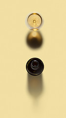 Image showing Wine alcohol drink bottle and glass of white wine.