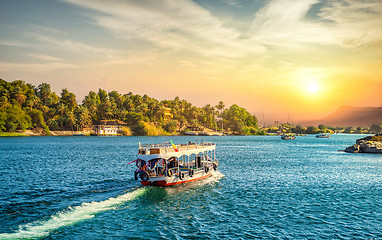 Image showing Boats at sunset