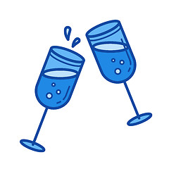 Image showing Champagne glasses line icon.