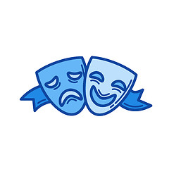 Image showing Theater masks line icon.