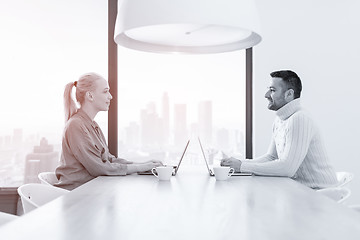 Image showing Startup Business Team At A Meeting at modern office building