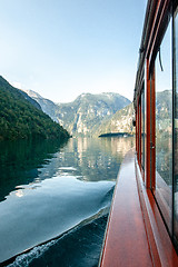 Image showing Stunning deep green waters of Konigssee, known as Germany deepest and cleanest lake