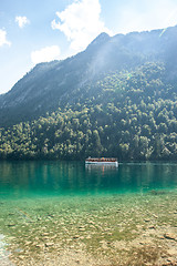 Image showing Stunning deep green waters of Konigssee, known as Germany deepest and cleanest lake