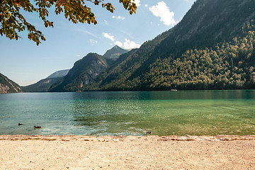 Image showing Stunning deep green waters of Konigssee, known as Germany deepest and cleanest lake