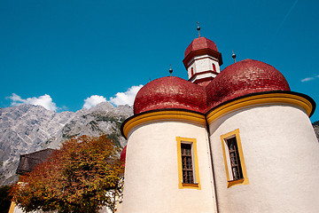 Image showing Classic panoramic view of world famous Sankt Bartholomae pilgrimage church