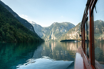 Image showing Stunning deep green waters of Konigssee, known as Germany deepest and cleanest lake