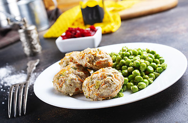 Image showing cutlets with peas