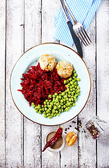 Image showing cutlets with peas