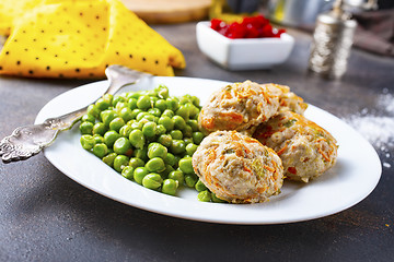 Image showing cutlets with peas