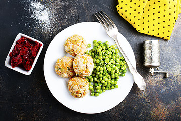 Image showing cutlets with peas