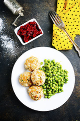 Image showing cutlets with peas