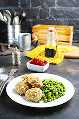 Image showing cutlets with peas