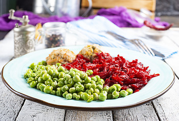 Image showing cutlets with peas