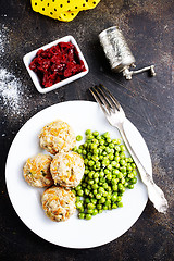 Image showing cutlets with peas