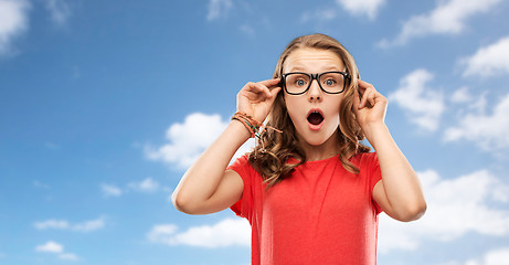 Image showing surprised or shocked teenage girl in glasses