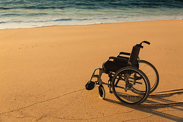 Image showing Wheelchair on the beach