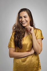 Image showing Beautiful brunete woman laughing