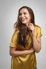 Image showing Beautiful brunete woman laughing