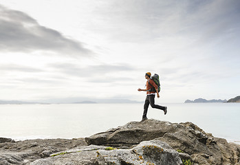 Image showing Man exploring the coast