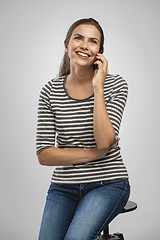 Image showing Beautiful woman talking on phone