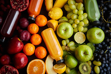 Image showing Various healthy fruits and vegetables formed in rainbow composition