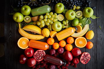 Image showing Various healthy fruits and vegetables formed in rainbow composition