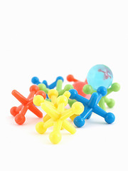 Image showing Colorful Jacks and Bouncy Ball