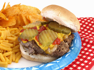 Image showing Burger and Sides