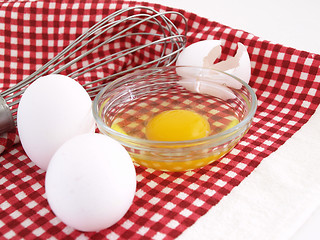 Image showing Eggs and Whisk