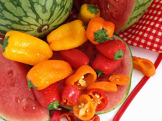 Image showing Melon and Peppers