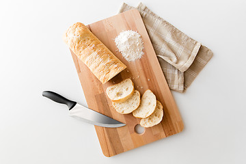 Image showing close up of white ciabatta bread on cutting board