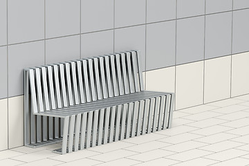 Image showing Metal waiting bench