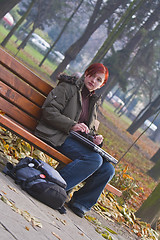 Image showing Lonely girl in a park