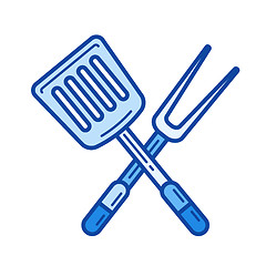 Image showing BBQ tools line icon.
