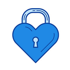 Image showing Heart lock line icon.