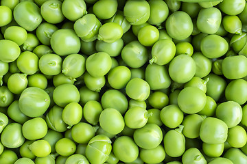 Image showing Background of fresh natural organic vegetable food - green peas