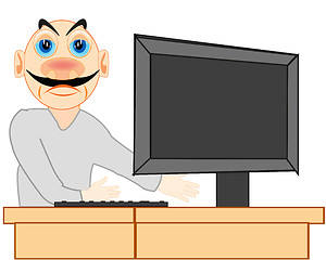 Image showing Vector illustration of the person working for computer