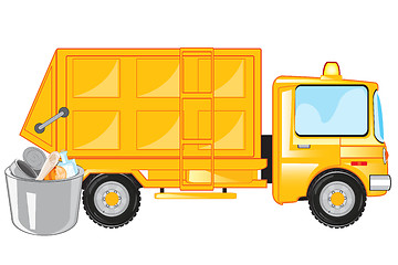 Image showing Car garbage truck on white background is insulated